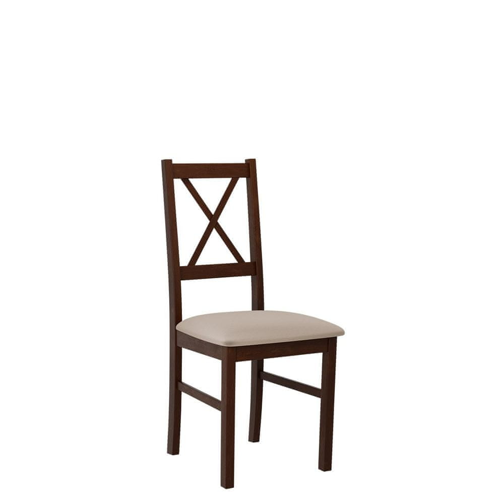 Veneti Jedálenská stolička s čalúneným sedákom DANBURY 10 - orech / béžová